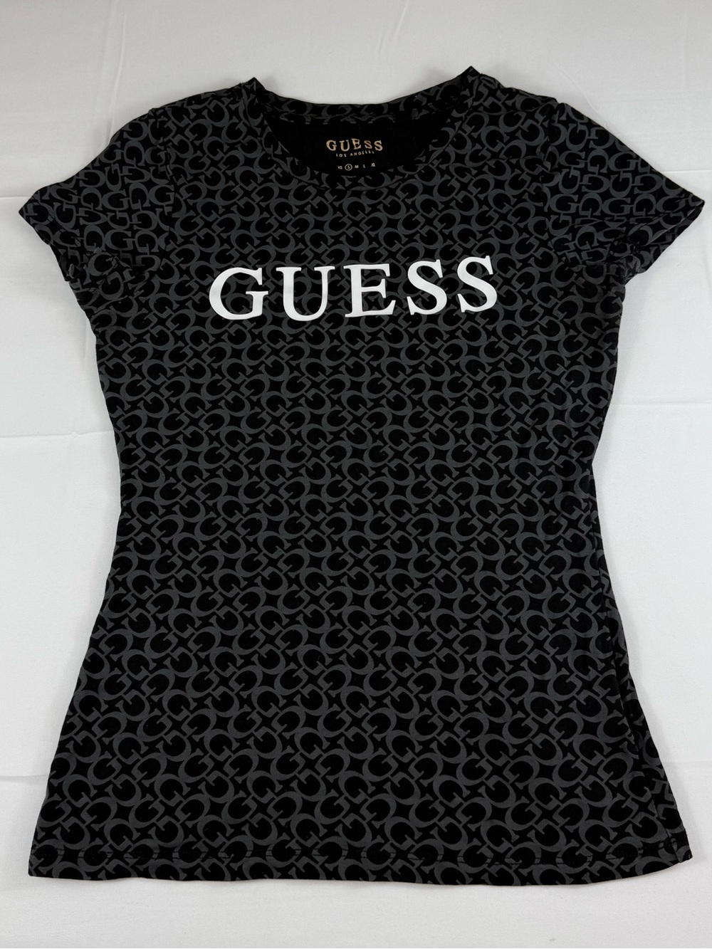 GUESS Black and Gray Monogram Logo Tee